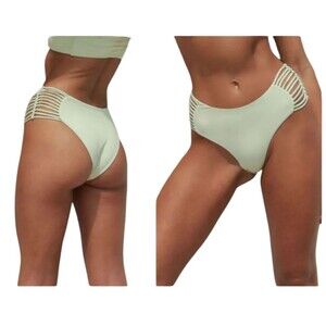 NWT Stone Fox Swim Simone Bottom Aloe Wash Light Green Bikini Revolve XS